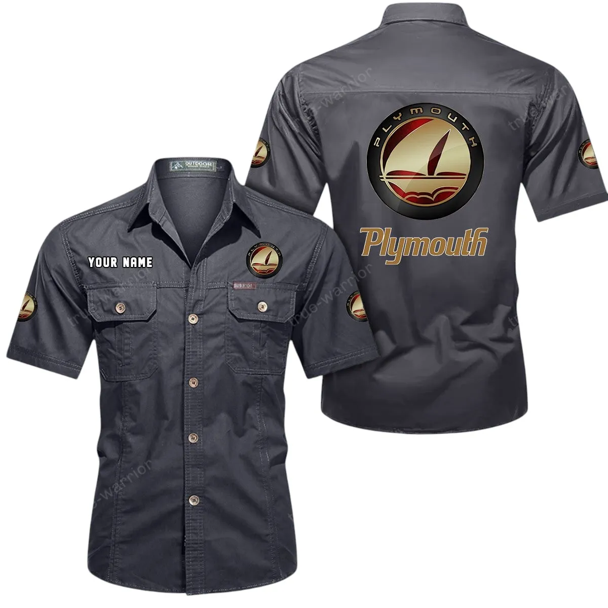 70s Muscle Legend Lovers Gift Short Sleeved Shirt, Button Up Shirt Exclusive Logo For Car Owners CAR444052625900 - Gray