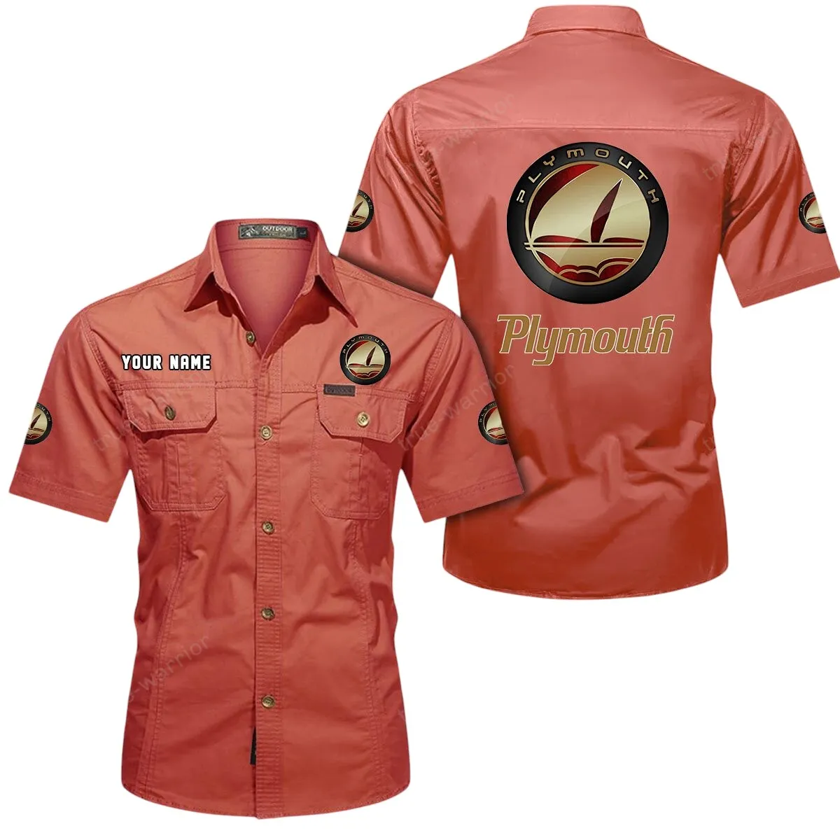 70s Muscle Legend Lovers Gift Short Sleeved Shirt, Button Up Shirt Exclusive Logo For Car Owners CAR444052625900 - Red