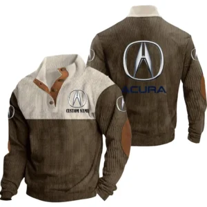 PerforTrucksce Car Men's Stand Up Collar Base Shirt, Collar Hoodie Exclusive Logo For Car Motorcycles Fans CAR20012025 - Brown