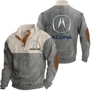 PerforTrucksce Car Men's Stand Up Collar Base Shirt, Collar Hoodie Exclusive Logo For Car Motorcycles Fans CAR20012025 - Grey