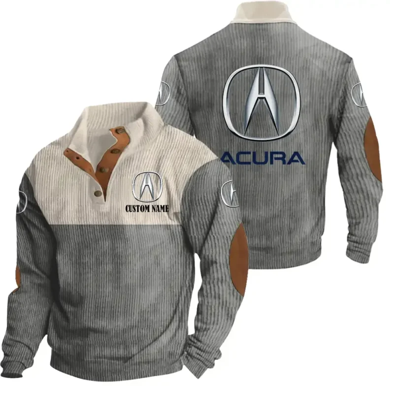 PerforTrucksce Car Men's Stand Up Collar Base Shirt, Collar Hoodie Exclusive Logo For Car Motorcycles Fans CAR20012025 - Grey