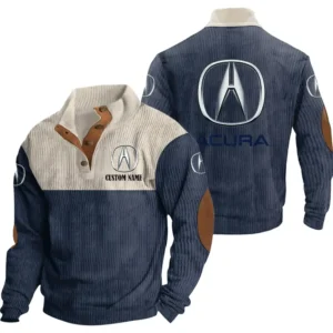PerforTrucksce Car Men's Stand Up Collar Base Shirt, Collar Hoodie Exclusive Logo For Car Motorcycles Fans CAR20012025 - Navy Blue