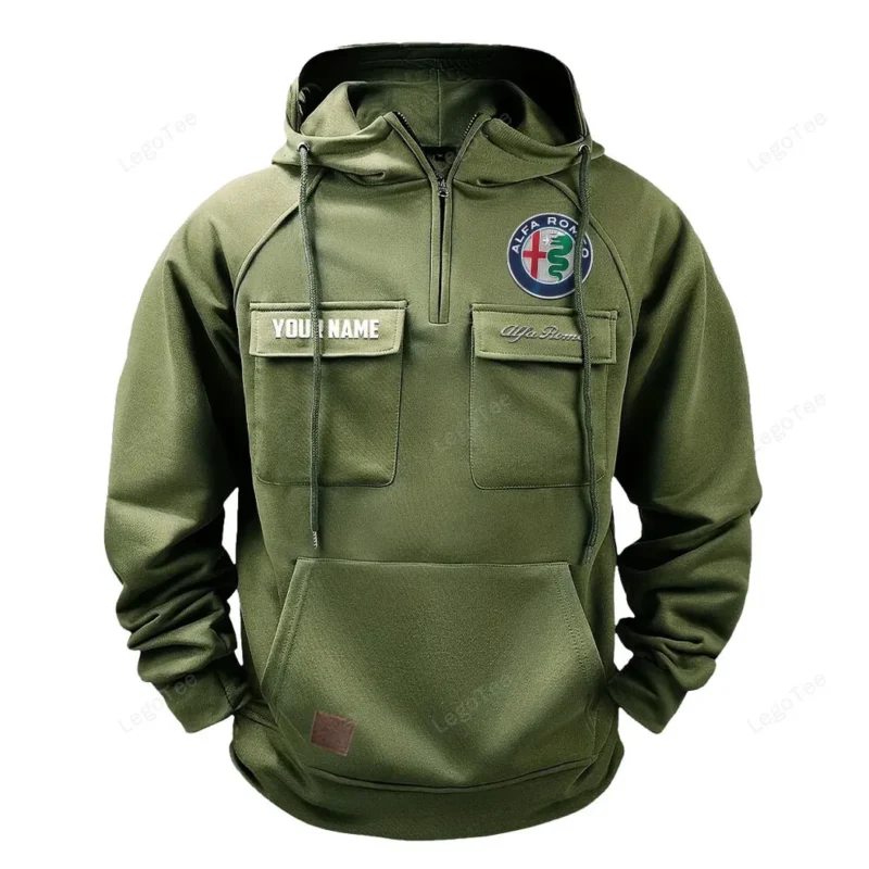 Legendary Car Hoodie Tactical Quarter Zip, Hoodie Exclusive Logo For Legendary Car Lovers - Army Green CAR109021425374-1