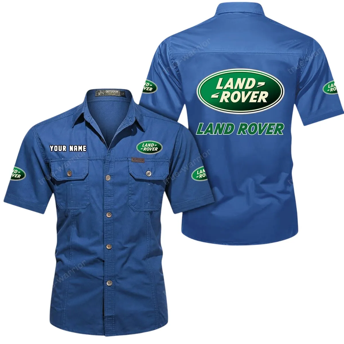 All-Terrain SUV Lovers Gift Short Sleeved Shirt, Button Up Shirt Exclusive Logo For Car Owners CAR444052625831 - Cowboy Blue