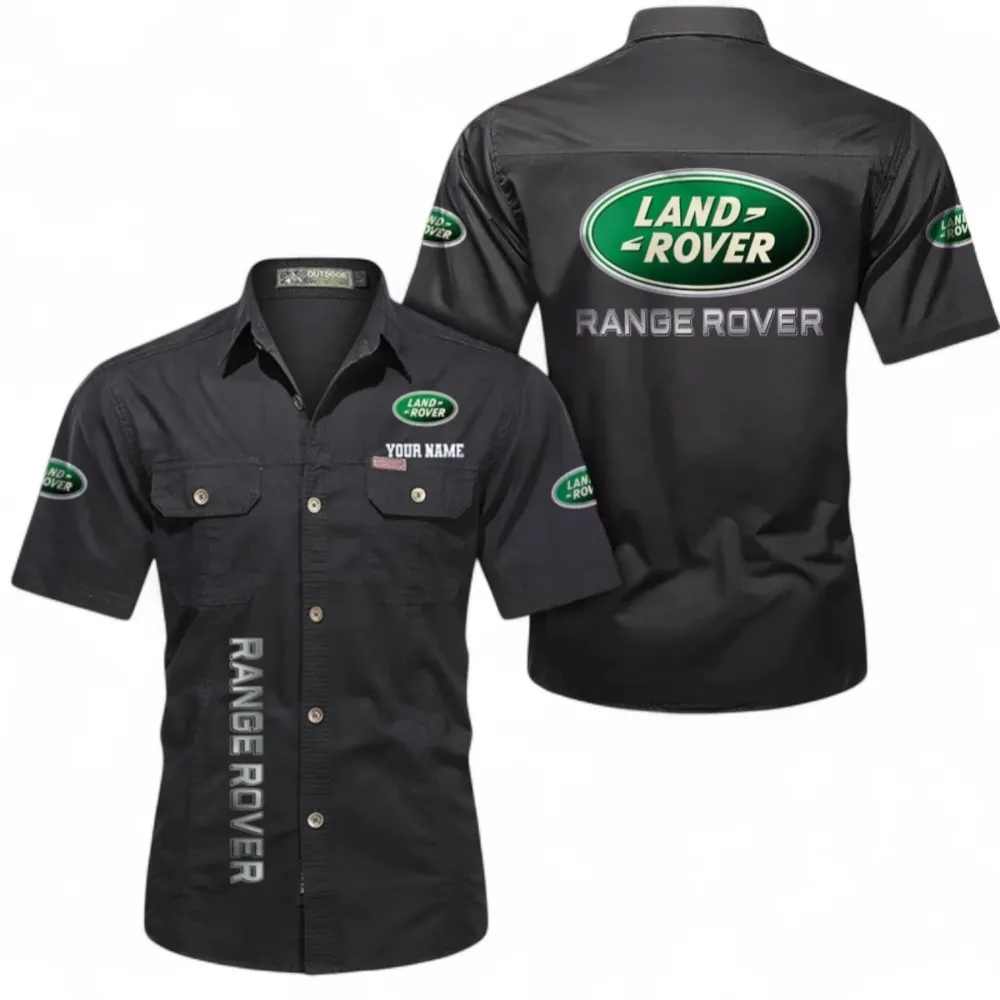 All-Terrain SUV Short Sleeved Shirt, Button up Shirt Exclusive Logo For Car Owners, Custom Name CAR392072125791-Black