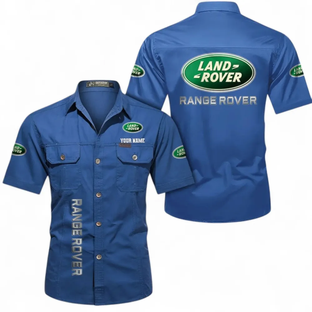All-Terrain SUV Short Sleeved Shirt, Button up Shirt Exclusive Logo For Car Owners, Custom Name CAR392072125791-Cowboy Blue