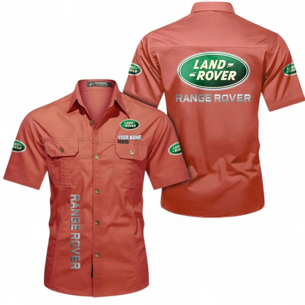 All-Terrain SUV Short Sleeved Shirt, Button up Shirt Exclusive Logo For Car Owners, Custom Name CAR392072125791-Red