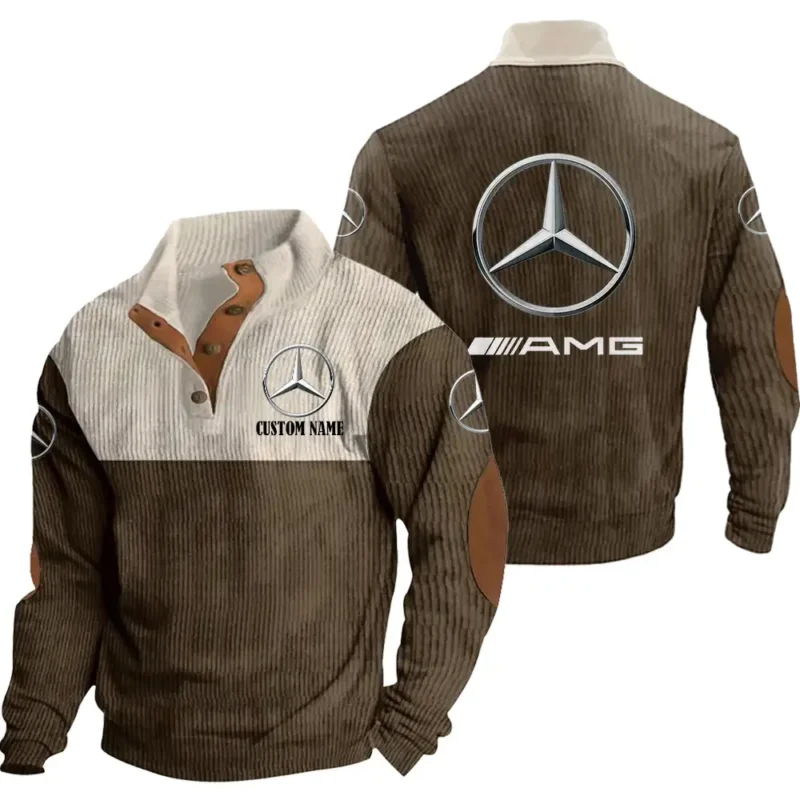 Sport Car Men's Stand Up Collar Base Shirt, Collar Hoodie Exclusive Logo For Car Motorcycles Fans CAR20012028 - Brown