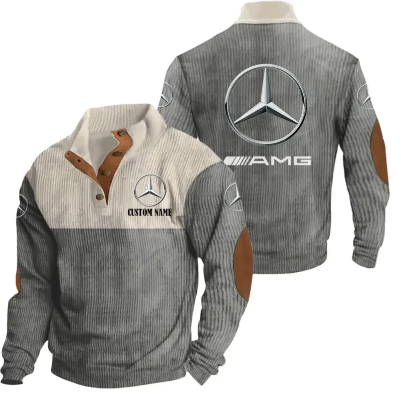 Sport Car Men's Stand Up Collar Base Shirt, Collar Hoodie Exclusive Logo For Car Motorcycles Fans CAR20012028 - Grey