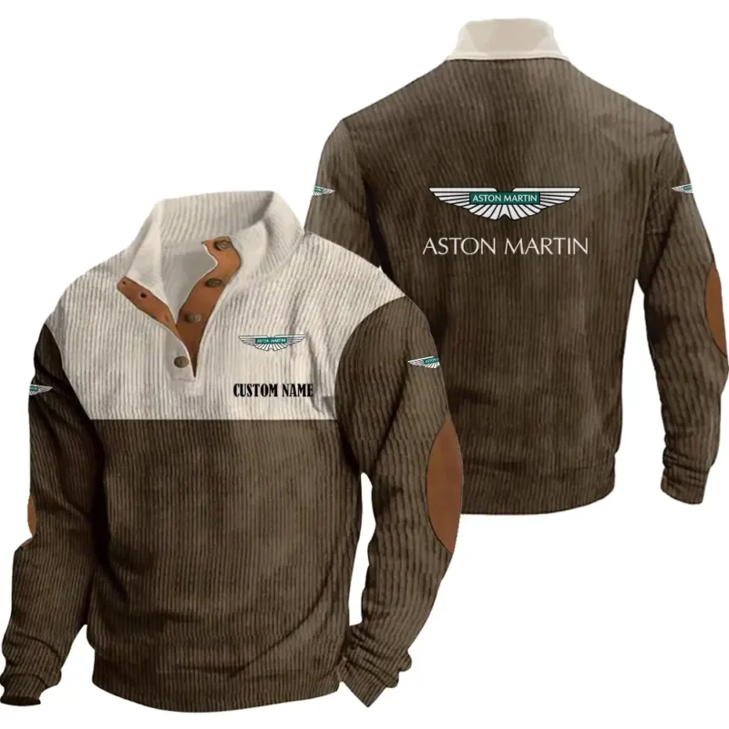 Car Men's Stand Up Collar Base Shirt, Collar Hoodie Exclusive Logo For Car Motorcycles Fans CAR20012031 - Brown