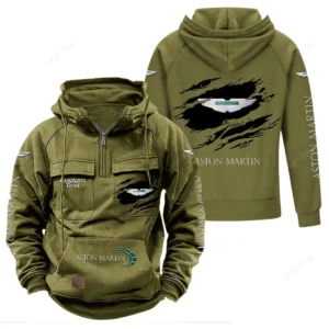 Car Hoodie Tactical Quarter Zip, Hoodie Exclusive Logo For Car Lovers - Army Green CAR122021425032-1