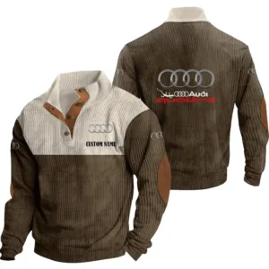 Luxury Car Men's Stand Up Collar Base Shirt, Collar Hoodie Exclusive Logo For Car Motorcycles Fans CAR20012033 - Brown
