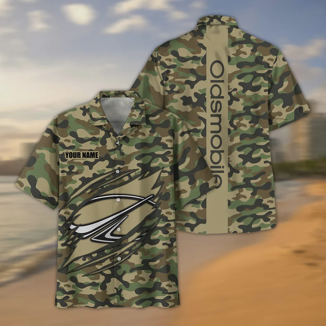 Auto Lovers Gift Hawaiian Shirt, Button up Shirt Camo Style For Car Owners, Custom Name CAR210040825725