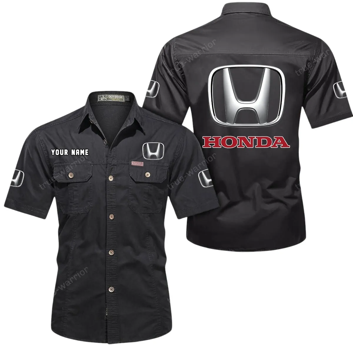 Auto Lovers Gift Short Sleeved Shirt, Button Up Shirt Exclusive Logo For Car Owners CAR444052625795 - Black