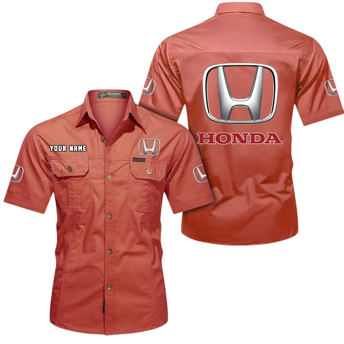 Auto Lovers Gift Short Sleeved Shirt, Button Up Shirt Exclusive Logo For Car Owners CAR444052625795 - Red