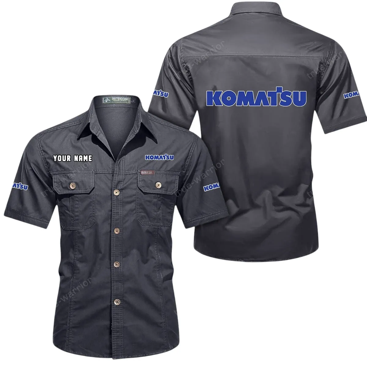 Auto Lovers Gift Short Sleeved Shirt, Button Up Shirt Exclusive Logo For Car Owners CAR444052625958 - Gray