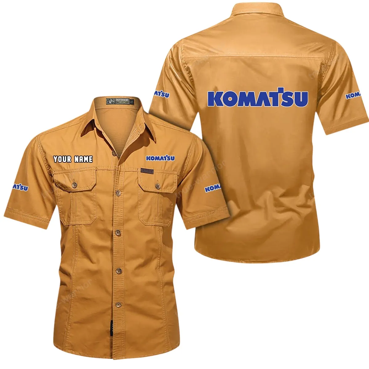Auto Lovers Gift Short Sleeved Shirt, Button Up Shirt Exclusive Logo For Car Owners CAR444052625958 - Turmeric