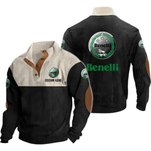Retro Motorcycles Men's Stand Up Collar Base Shirt, Collar Hoodie Exclusive Logo For Car Motorcycles Fans CAR20012035 - Black
