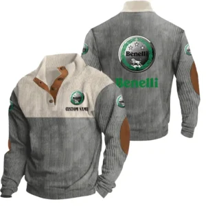 Retro Motorcycles Men's Stand Up Collar Base Shirt, Collar Hoodie Exclusive Logo For Car Motorcycles Fans CAR20012035 - Grey