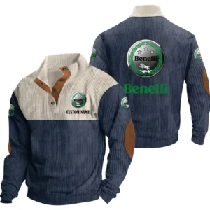 Retro Motorcycles Men's Stand Up Collar Base Shirt, Collar Hoodie Exclusive Logo For Car Motorcycles Fans CAR20012035 - Navy Blue