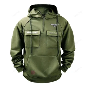 Retro Luxury Car Hoodie Tactical Quarter Zip, Hoodie Exclusive Logo For Retro Luxury Car Lovers - Army Green CAR109021425384-1