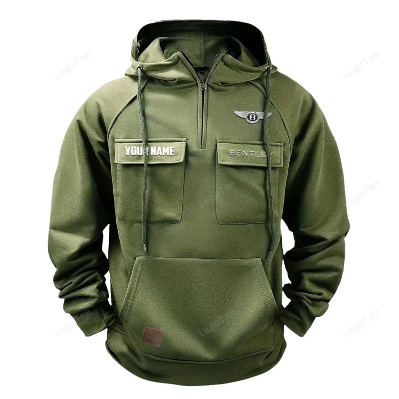 Retro Luxury Car Hoodie Tactical Quarter Zip, Hoodie Exclusive Logo For Retro Luxury Car Lovers - Army Green CAR109021425384-1