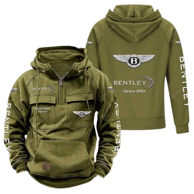 Retro Luxury Car Hoodie Tactical Quarter Zip, Hoodie Exclusive Logo For Retro Luxury Car Lovers - Army Green CAR96021425718-1