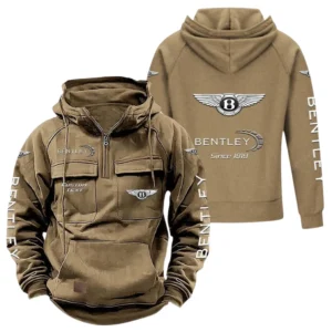 Retro Luxury Car Hoodie Tactical Quarter Zip, Hoodie Exclusive Logo For Retro Luxury Car Lovers - Khaki CAR96021425718-4