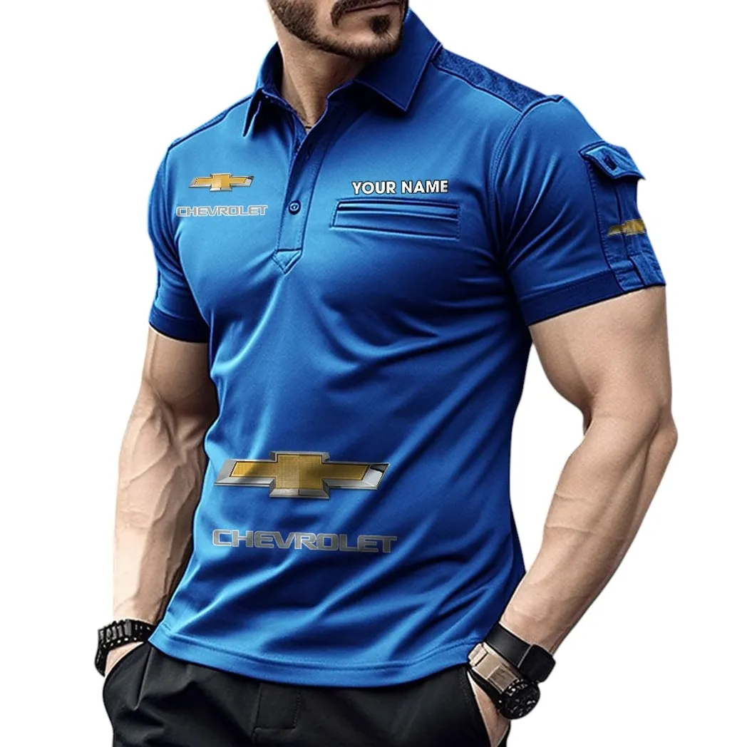Big Car Fans Gift Pocket Polo Shirt, Polo Shirt Exclusive Logo For Big Car Fan, Custom Name CAR450051325358 - Blue