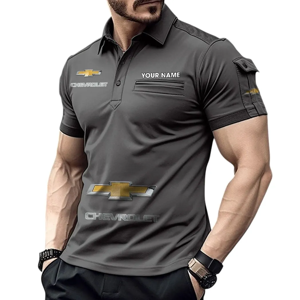 Big Car Fans Gift Pocket Polo Shirt, Polo Shirt Exclusive Logo For Big Car Fan, Custom Name CAR450051325358 - Gray