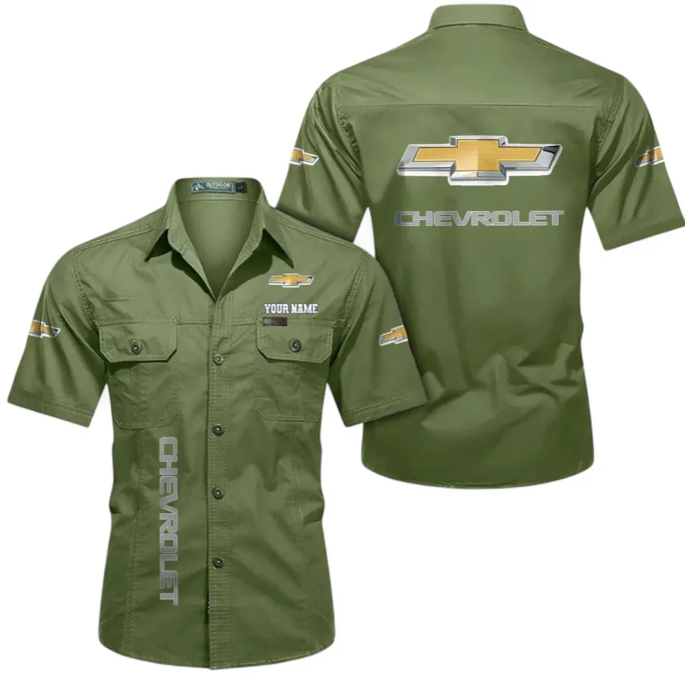 Big Car Short Sleeved Shirt, Button up Shirt Exclusive Logo For Car Owners, Custom Name CAR392072125813-Fruit Green