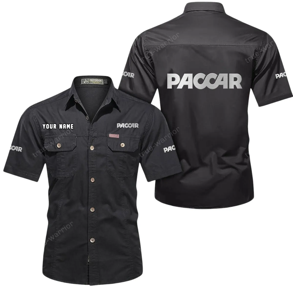 Big Rig Truck Lovers Gift Short Sleeved Shirt, Button Up Shirt Exclusive Logo For Car Owners CAR444052625926 - Black