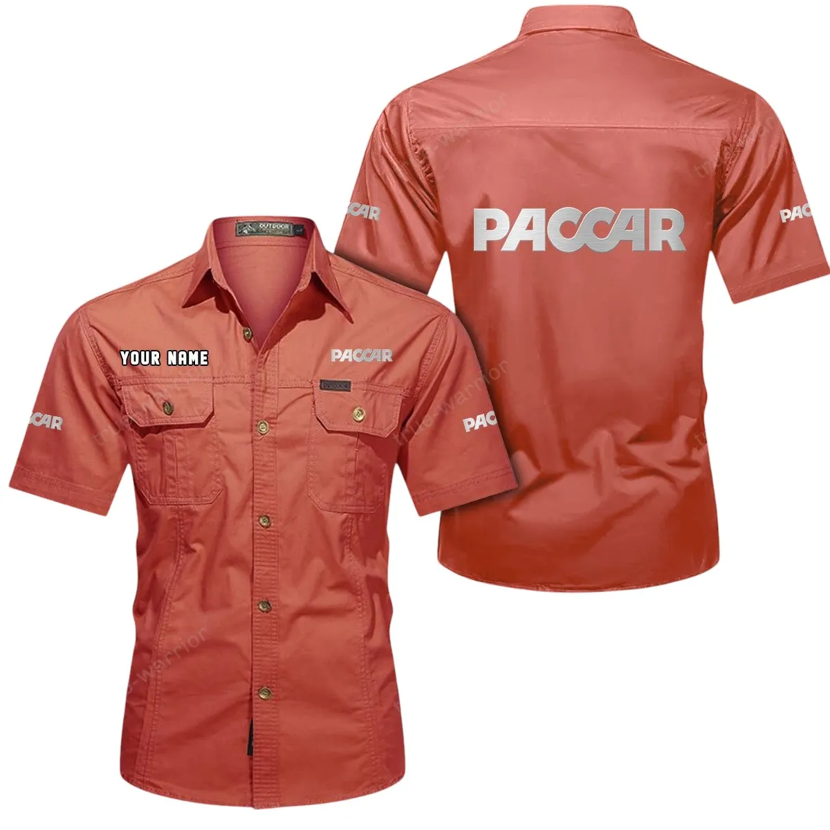 Big Rig Truck Lovers Gift Short Sleeved Shirt, Button Up Shirt Exclusive Logo For Car Owners CAR444052625926 - Red