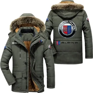Luxury Auto Alpina Parka hoodie, Coat with Hood Exclusive Logo For Car Motorcycles Lovers CAR7002082039 - Army Green