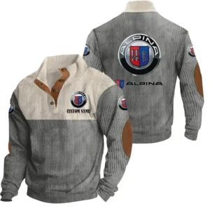 Luxury Auto Alpina Men's Stand Up Collar Base Shirt, Collar Hoodie Exclusive Logo For Car Motorcycles Fans CAR20012037 - Grey