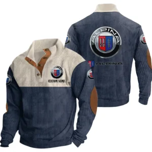 Luxury Auto Alpina Men's Stand Up Collar Base Shirt, Collar Hoodie Exclusive Logo For Car Motorcycles Fans CAR20012037 - Navy Blue