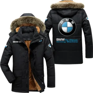 Luxury Auto Parka hoodie, Coat with Hood Exclusive Logo For Car Motorcycles Lovers CAR7002082045 - Black