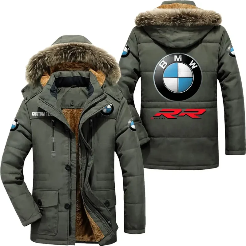 Luxury Auto Racing Parka hoodie, Coat with Hood Exclusive Logo For Car Motorcycles Lovers CAR7002082053 - Army Green