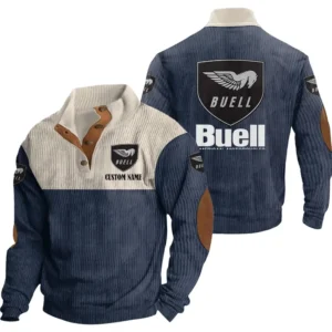 Motorcycles Men's Stand Up Collar Base Shirt, Collar Hoodie Exclusive Logo For Car Motorcycles Fans CAR20012038 - Navy Blue