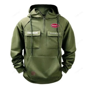 High-Speed Car Hoodie Tactical Quarter Zip, Hoodie Exclusive Logo For High-Speed Car Lovers - Army Green CAR109021425387-1