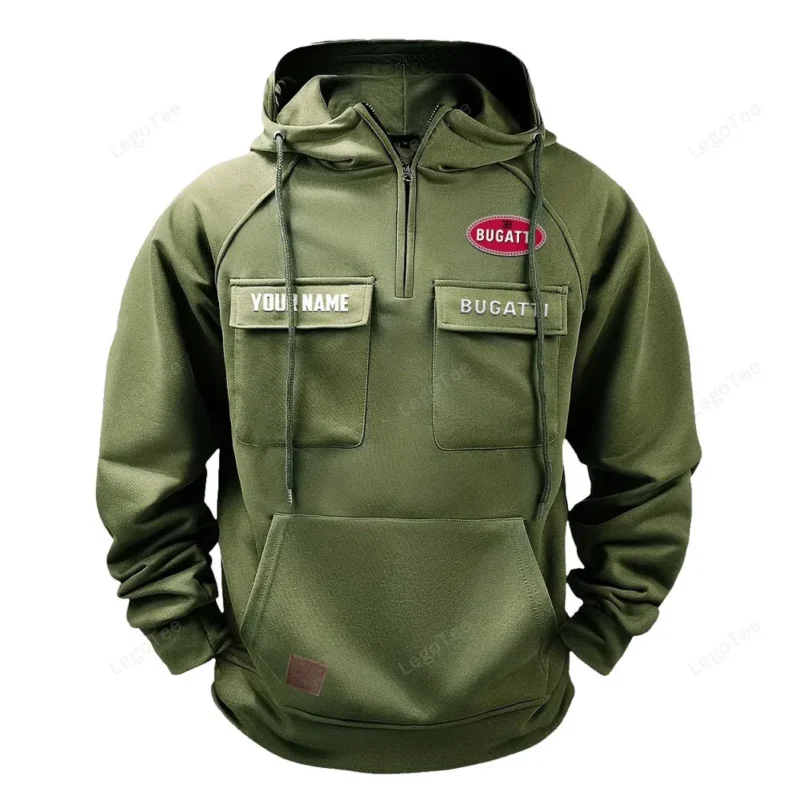 High-Speed Car Hoodie Tactical Quarter Zip, Hoodie Exclusive Logo For High-Speed Car Lovers - Army Green CAR109021425387-1