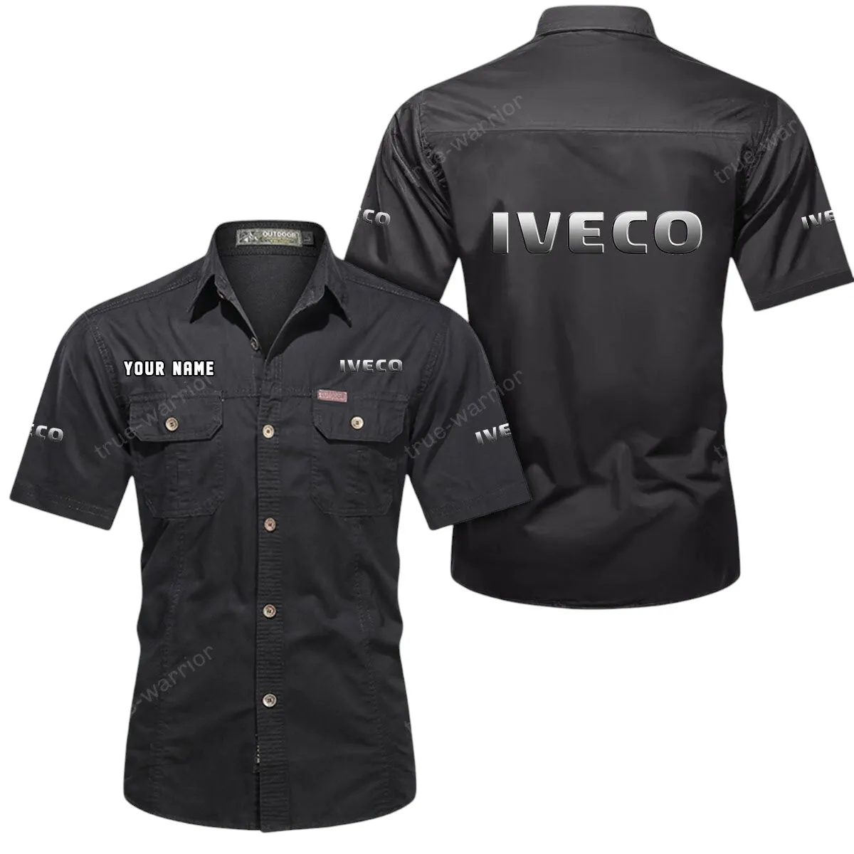 Bus Lovers Gift Short Sleeved Shirt, Button Up Shirt Exclusive Logo For Car Owners CAR444052625947 - Black