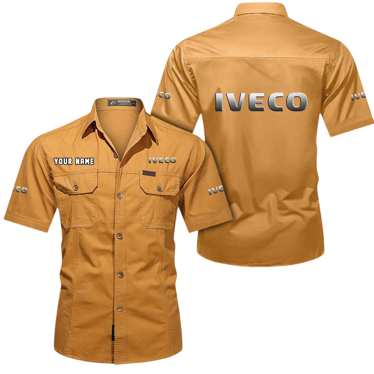 Bus Lovers Gift Short Sleeved Shirt, Button Up Shirt Exclusive Logo For Car Owners CAR444052625947 - Turmeric