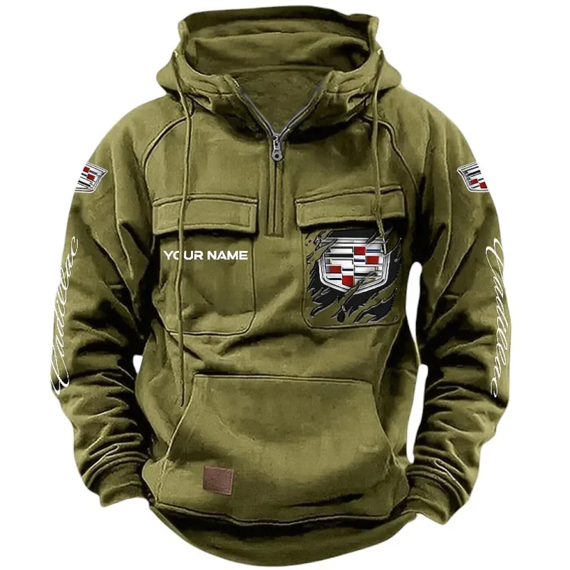 Vintage High-End Auto Hoodie Tactical Quarter Zip, Hoodie Exclusive Logo For Vintage High-End Auto Lovers CAR164022425132 - Army Green