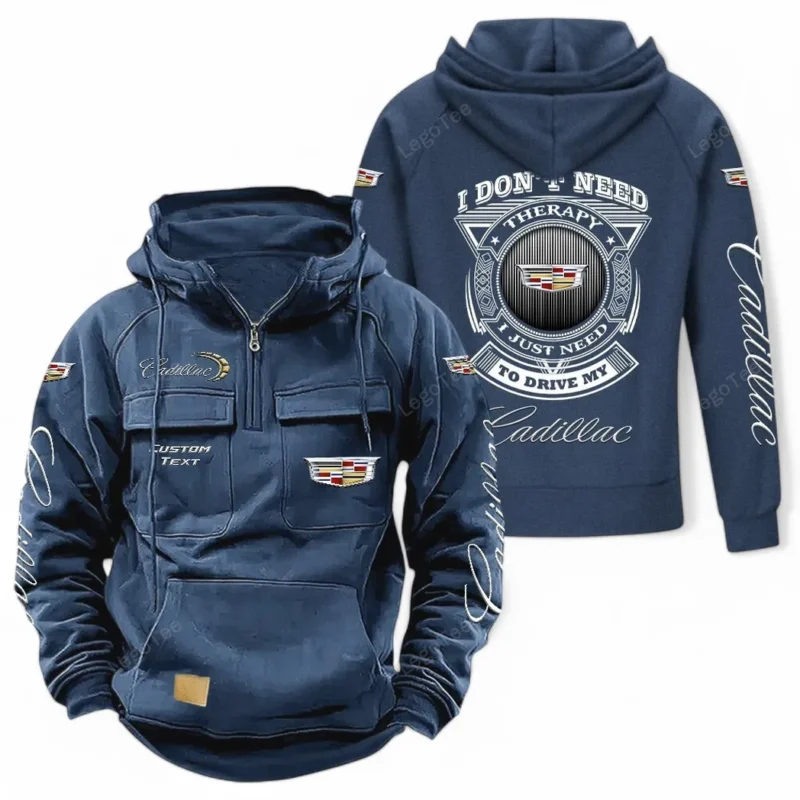 Vintage High-End Auto Hoodie Tactical Quarter Zip, Hoodie Exclusive Logo For Car Owners CAR106021525059 - Dark Blue