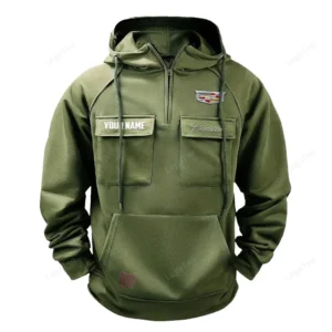 Vintage High-End Auto Hoodie Tactical Quarter Zip, Hoodie Exclusive Logo For Vintage High-End Auto Lovers - Army Green CAR109021425357-1