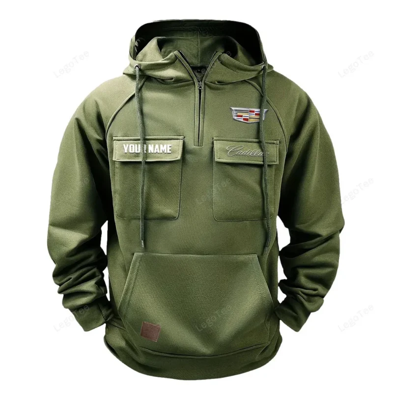 Vintage High-End Auto Hoodie Tactical Quarter Zip, Hoodie Exclusive Logo For Vintage High-End Auto Lovers - Army Green CAR109021425357-1
