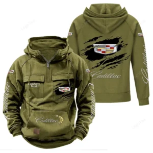 Vintage High-End Auto Hoodie Tactical Quarter Zip, Hoodie Exclusive Logo For Vintage High-End Auto Lovers - Army Green CAR122021425037-1