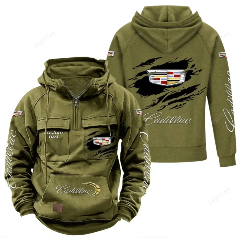 Vintage High-End Auto Hoodie Tactical Quarter Zip, Hoodie Exclusive Logo For Vintage High-End Auto Lovers - Army Green CAR122021425037-1