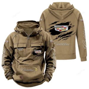 Vintage High-End Auto Hoodie Tactical Quarter Zip, Hoodie Exclusive Logo For Vintage High-End Auto Lovers - Khaki CAR122021425037-4